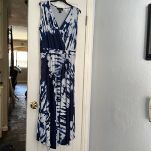 Ashley Stewart maxi dress blue/ white